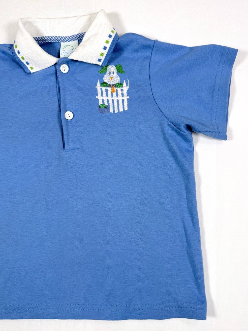 CHEZ AMI Boys Puppy Dog Embroidered Polo Shirt 5 Preppy Golf Classic Traditional
